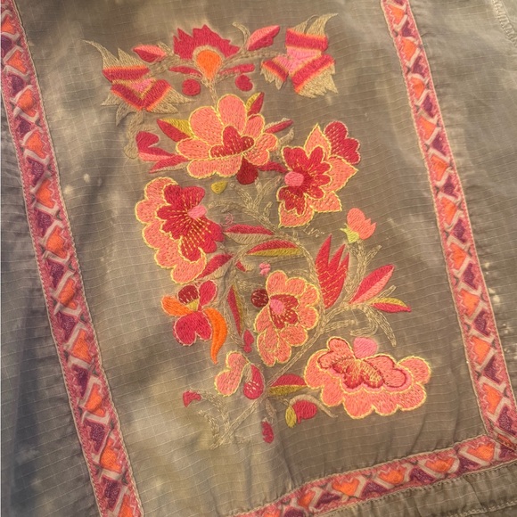 Free people embroidered green jacket size 8 - Picture 6 of 8